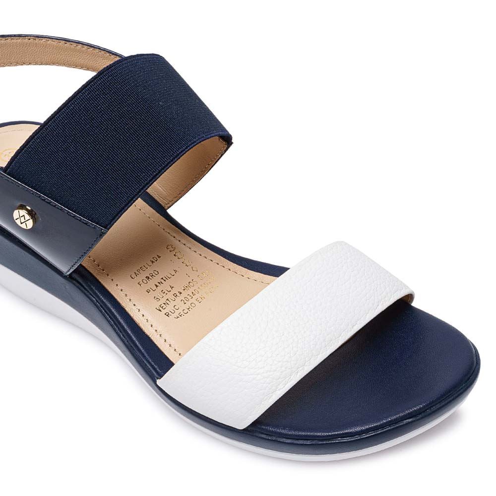 Sandalia Strap Casual ALE-2117 Azul/Blanco Viale Cuero - Imagen 11