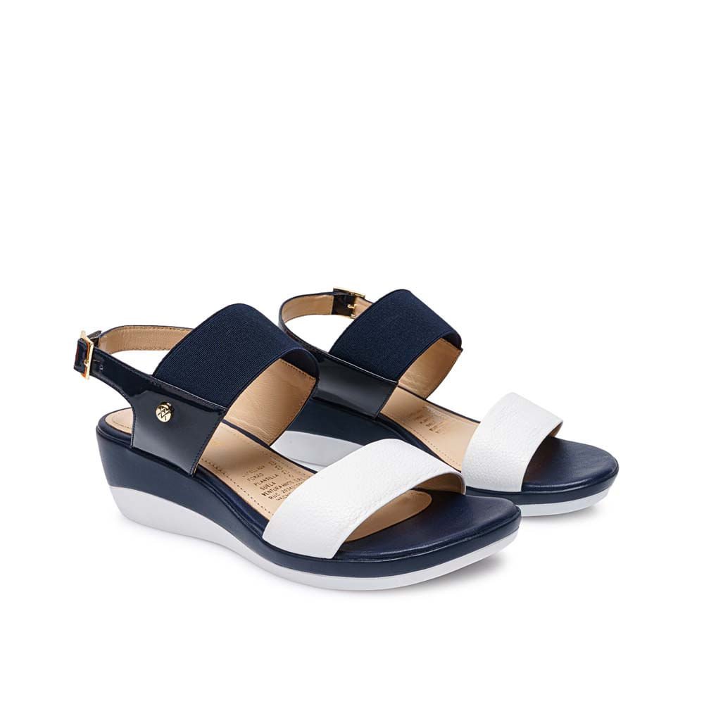 Sandalia Strap Casual ALE-2117 Azul/Blanco Viale Cuero - Imagen 12