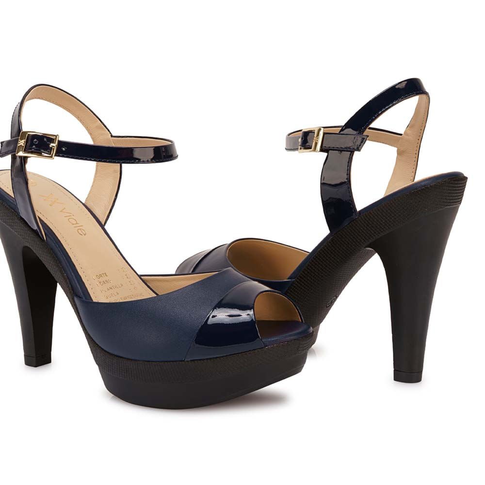 Sandalia D'orsay Casual ALE-2521 Azul Viale Cuero - Imagen 3