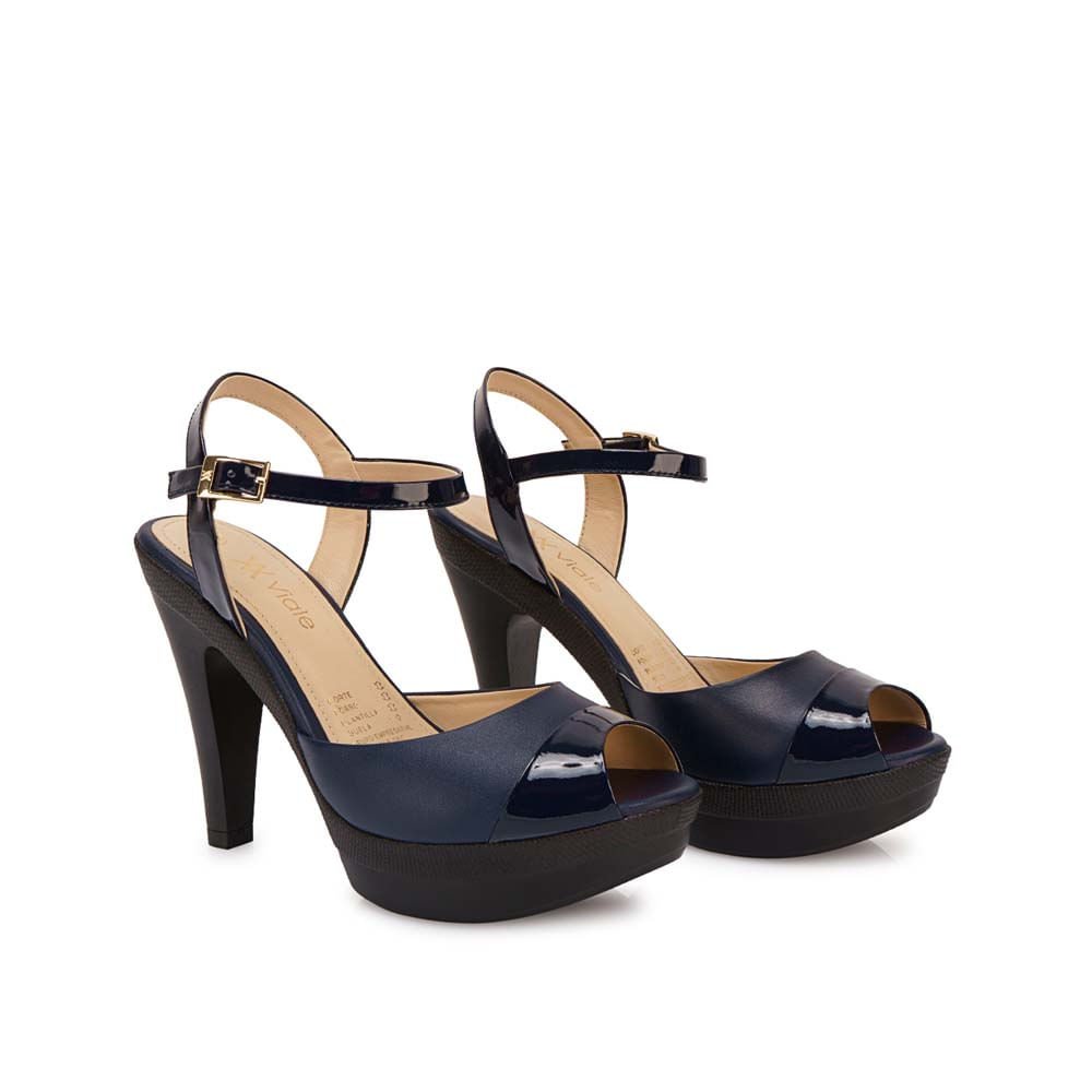 Sandalia D'orsay Casual ALE-2521 Azul Viale Cuero - Imagen 4