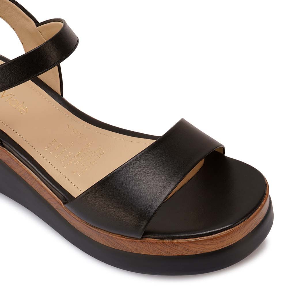 Sandalia D'orsay Casual ALE-2625 Negro Viale Cuero - Imagen 2