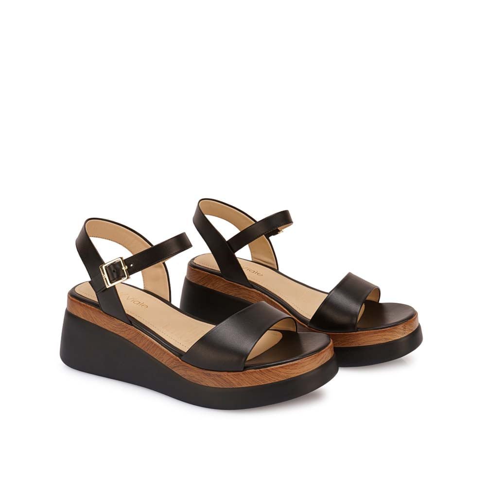 Sandalia D'orsay Casual ALE-2625 Negro Viale Cuero - Imagen 4