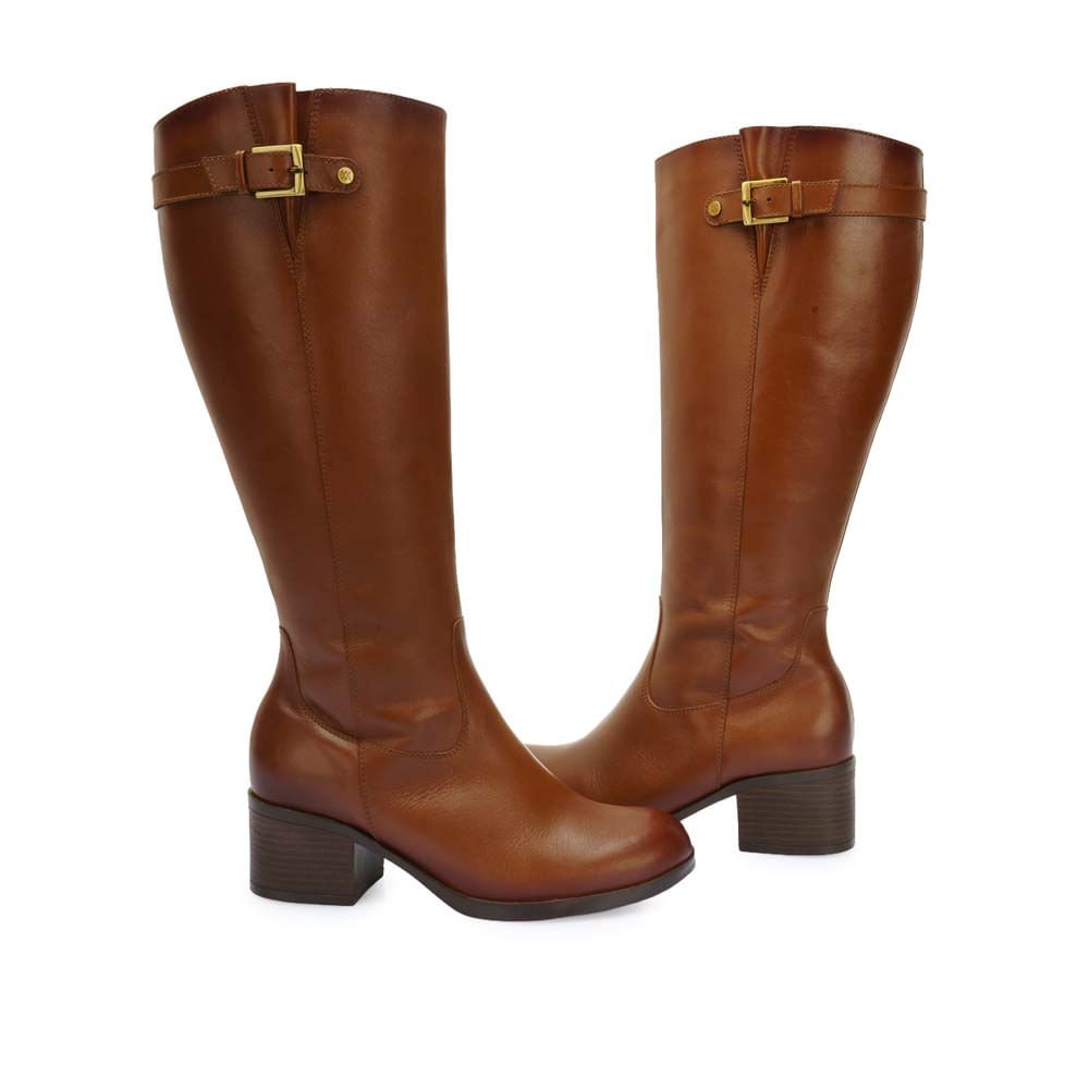 Bota Alta Jodhpur Casual FER-2530 Miel Viale Cuero - Imagen 3