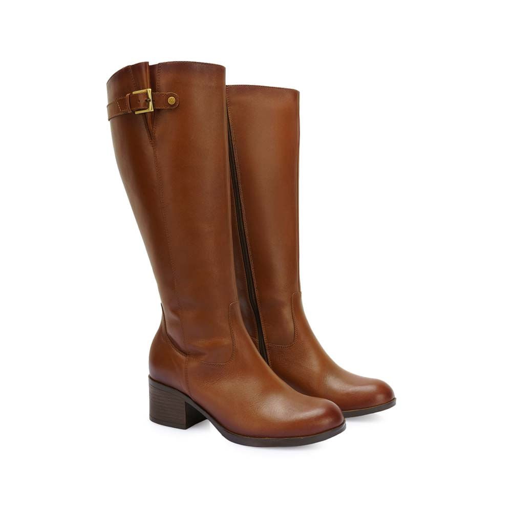 Bota Alta Jodhpur Casual FER-2530 Miel Viale Cuero - Imagen 4