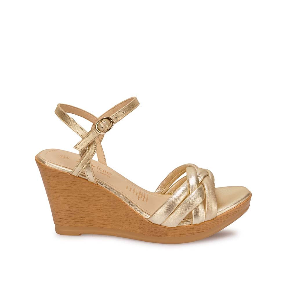 Sandalia D'orsay Casual ECO-2603 Dorado Viale Cuero
