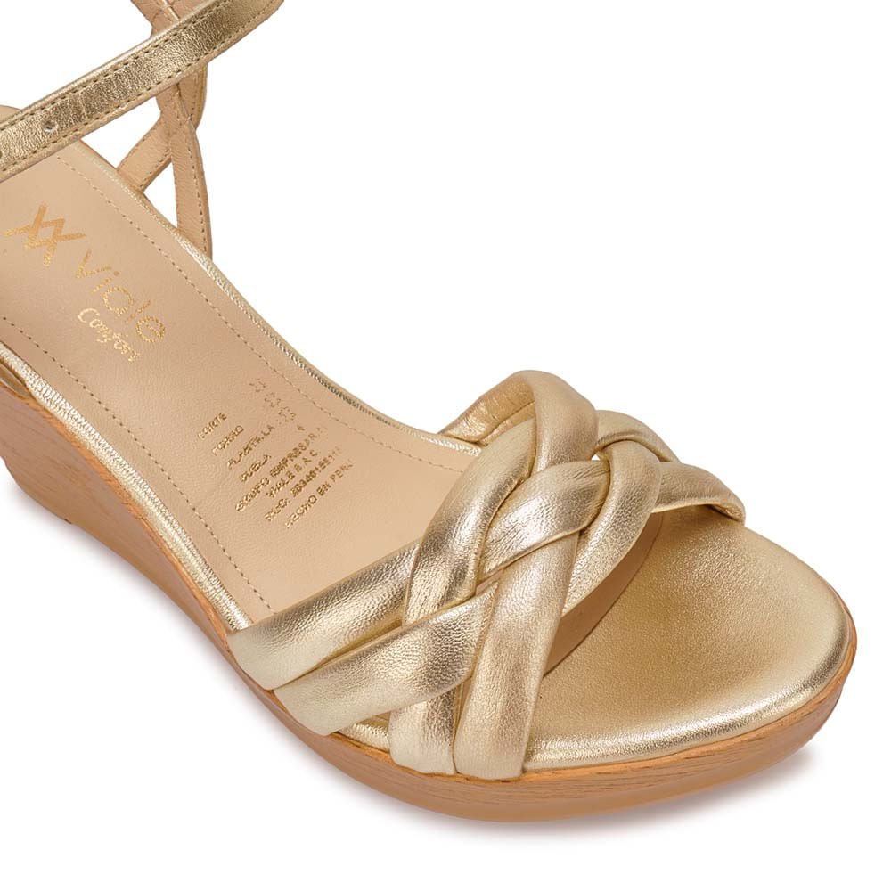Sandalia D'orsay Casual ECO-2603 Dorado Viale Cuero - Imagen 14