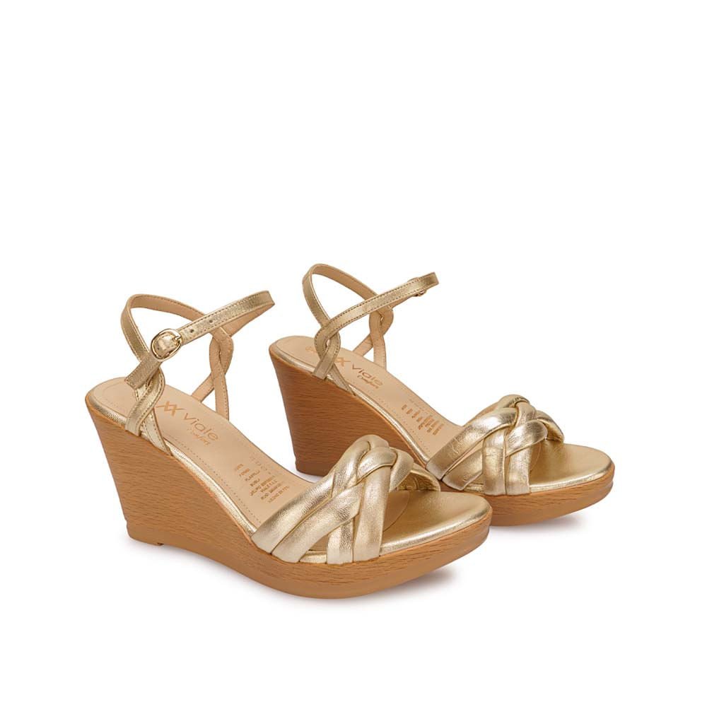 Sandalia D'orsay Casual ECO-2603 Dorado Viale Cuero - Imagen 4