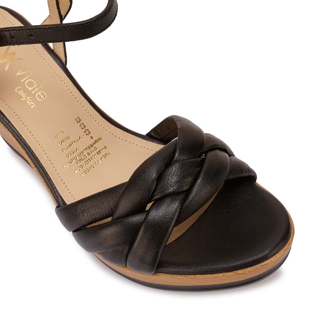 Sandalia D'orsay Casual ECO-2603 Negro Viale Cuero - Imagen 2
