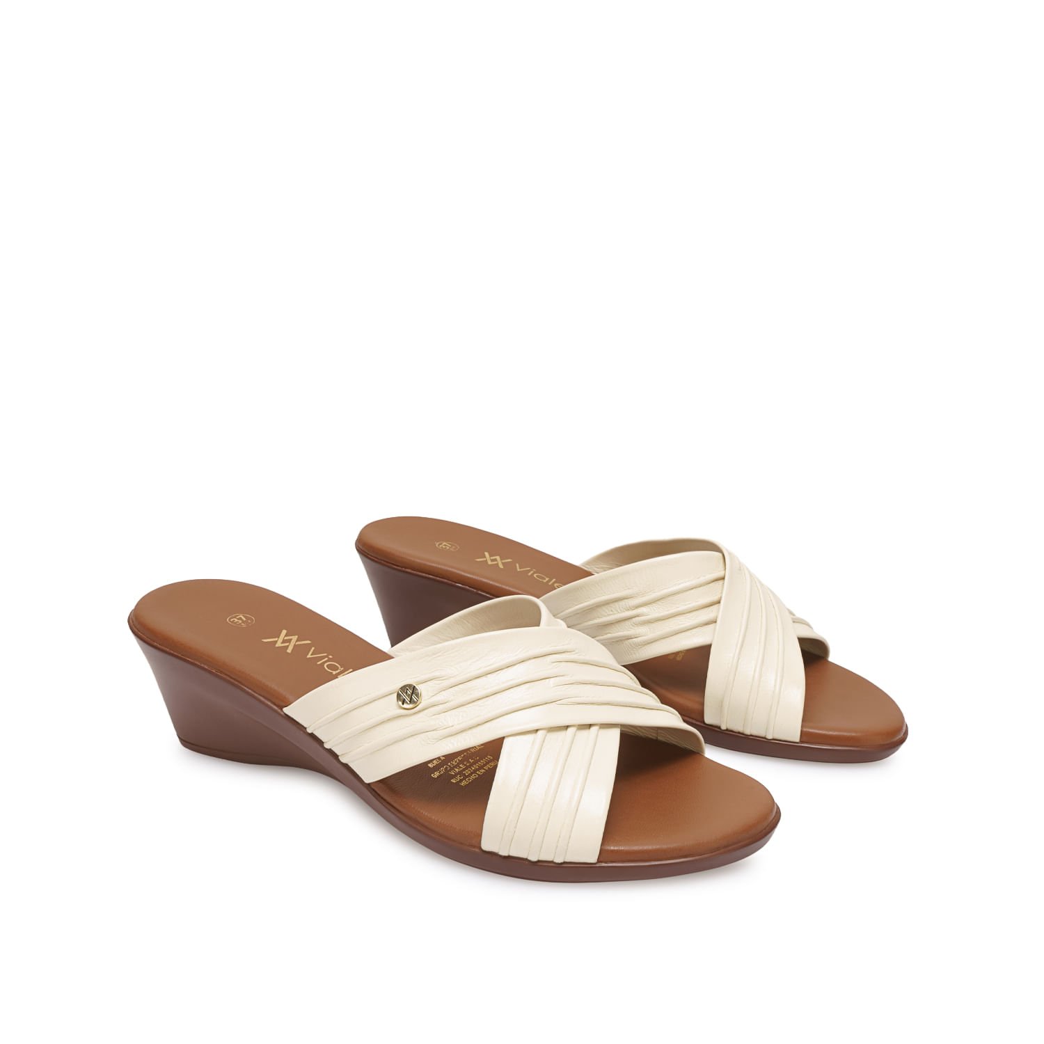 Sandalia Slide Casual LINDA-2603 Hueso Viale Cuero - Imagen 8