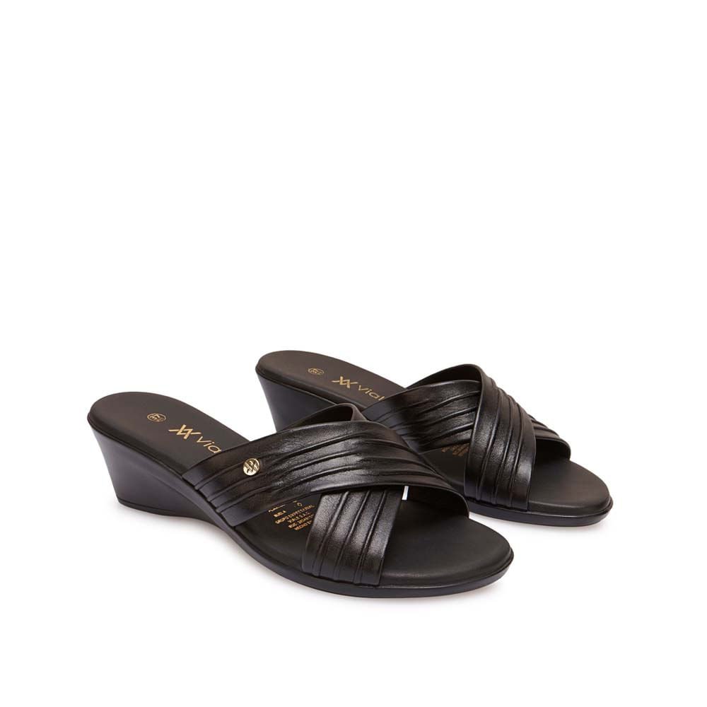 Sandalia Slide Casual LINDA-2603 Negro Viale Cuero - Imagen 8