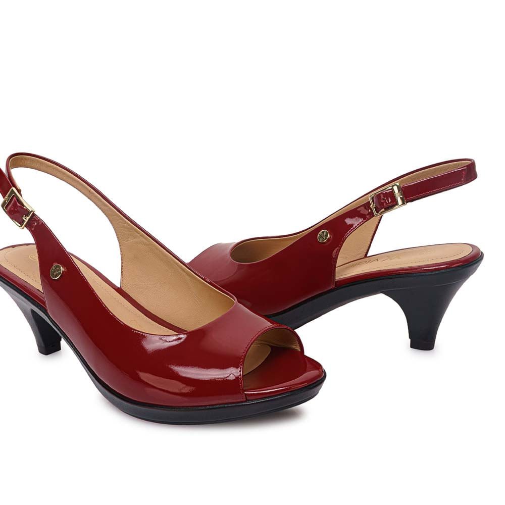 Sandalia Peep Toe Casual LINDA-2610 Cramberry Viale Cuero - Imagen 2