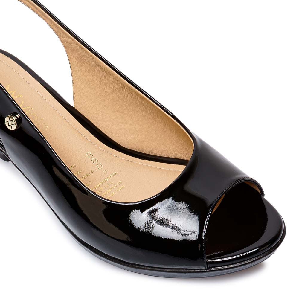 Sandalia Peep Toe Casual LINDA-2610 Negro Viale Cuero - Imagen 3
