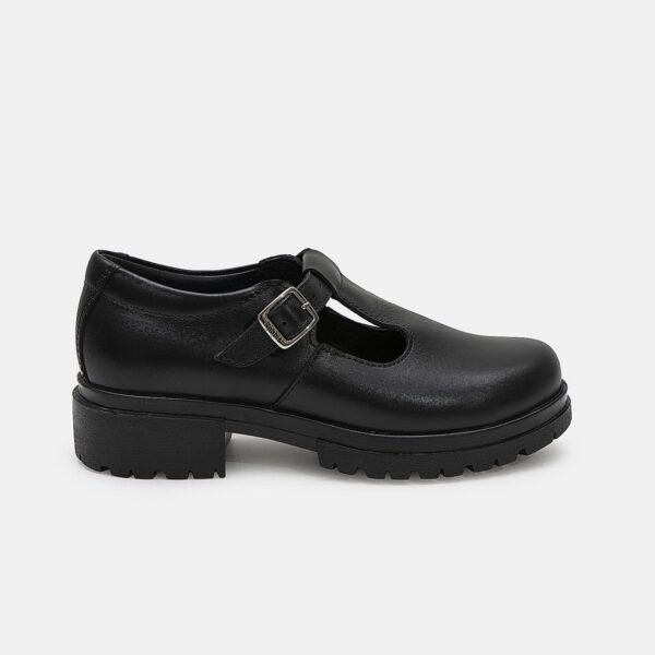 Zapato Escolar Casual MANA-2604 Negro Rabbit Cuero