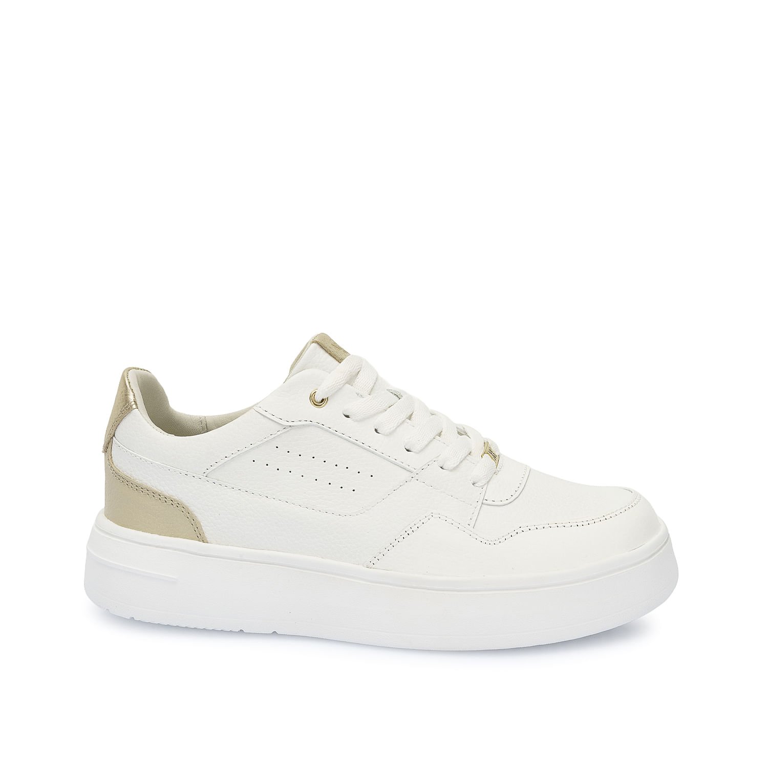 Zapatilla Casual REC-2510 Blanco/Dorado Viale Cuero - Imagen 5