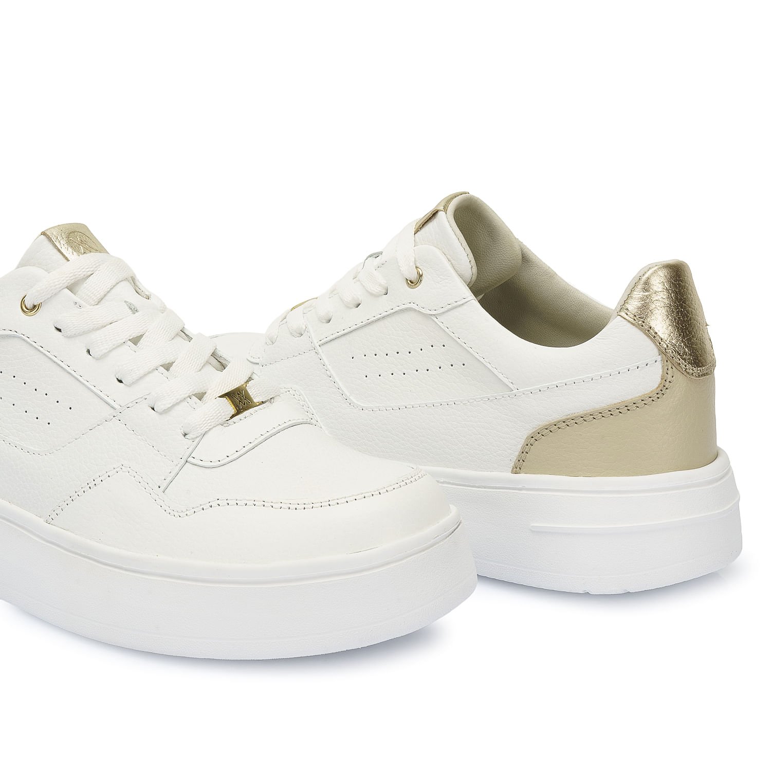 Zapatilla Casual REC-2510 Blanco/Dorado Viale Cuero - Imagen 3