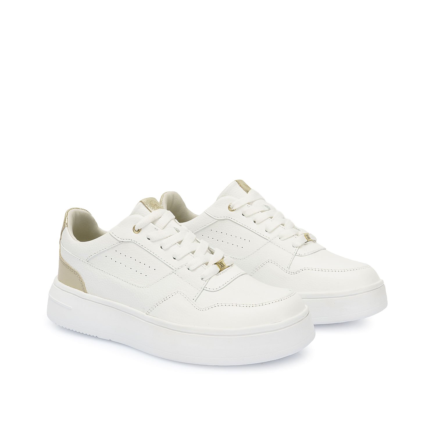 Zapatilla Casual REC-2510 Blanco/Dorado Viale Cuero - Imagen 4
