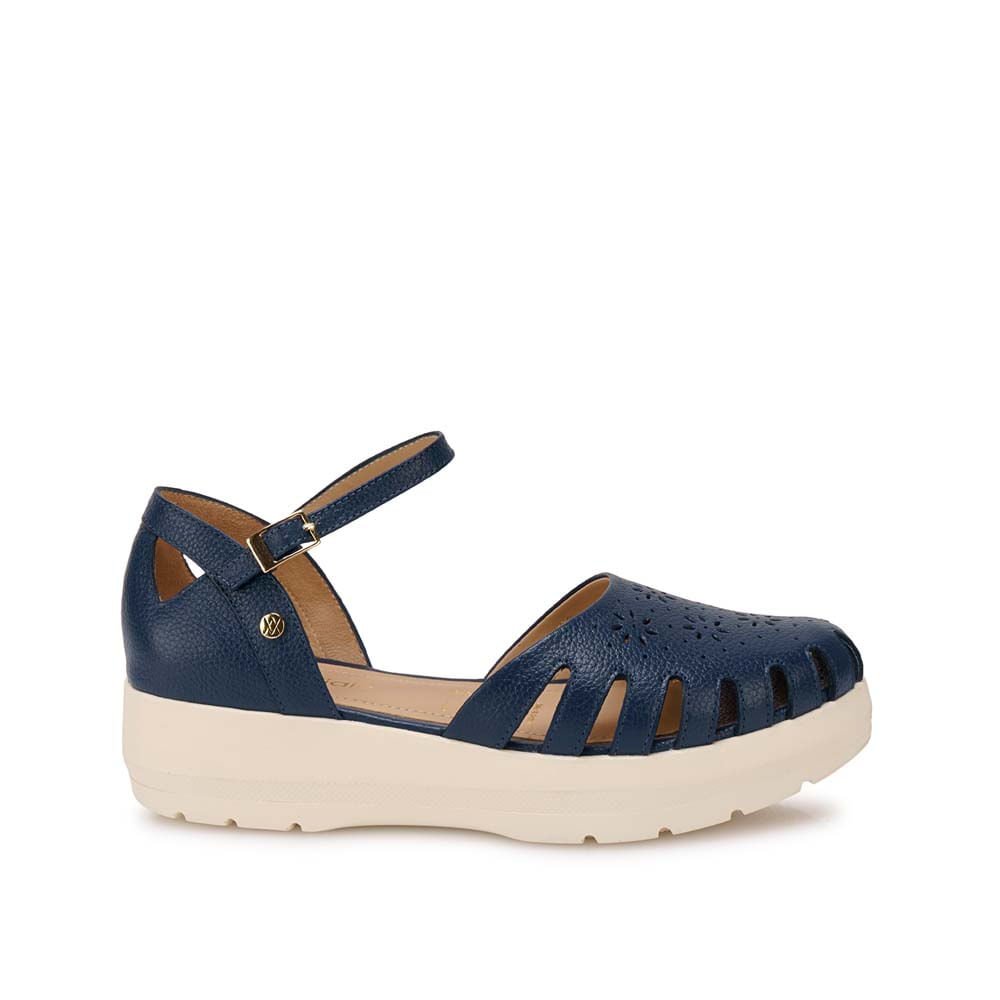 Sandalia Franciscana Casual ROXI-2601 Azul Denim Viale Cuero - Imagen 9