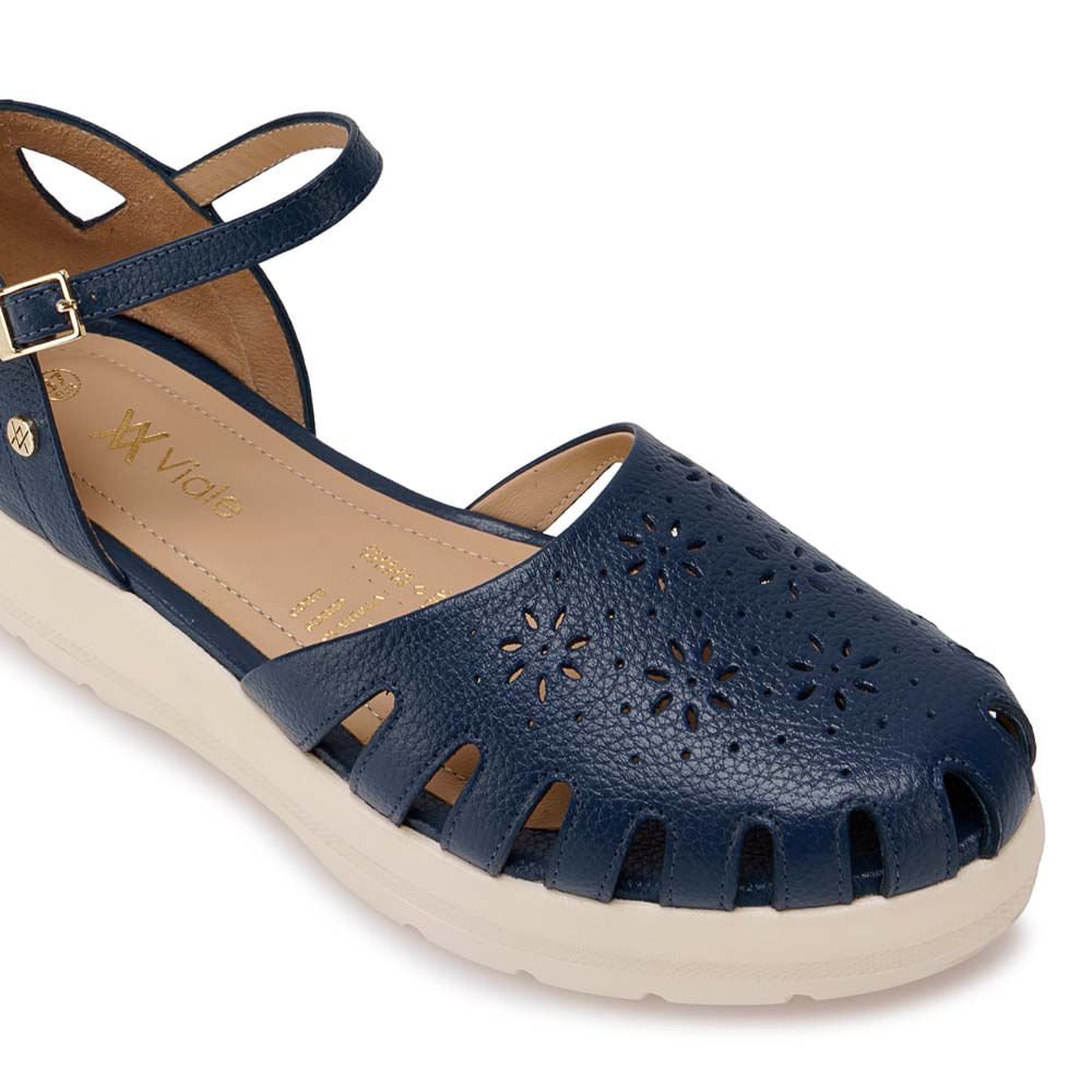 Sandalia Franciscana Casual ROXI-2601 Azul Denim Viale Cuero - Imagen 2