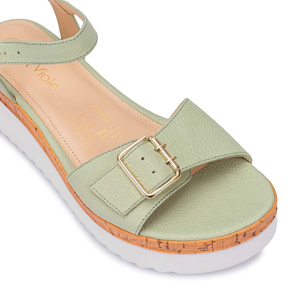 Sandalia D'orsay Casual ALE-2415 Verde/Menta Viale Cuero - Imagen 3