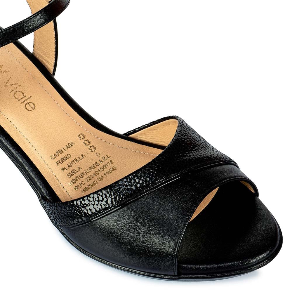 Sandalia D'orsay Casual LINDA-2501 Negro Viale Cuero - Imagen 7