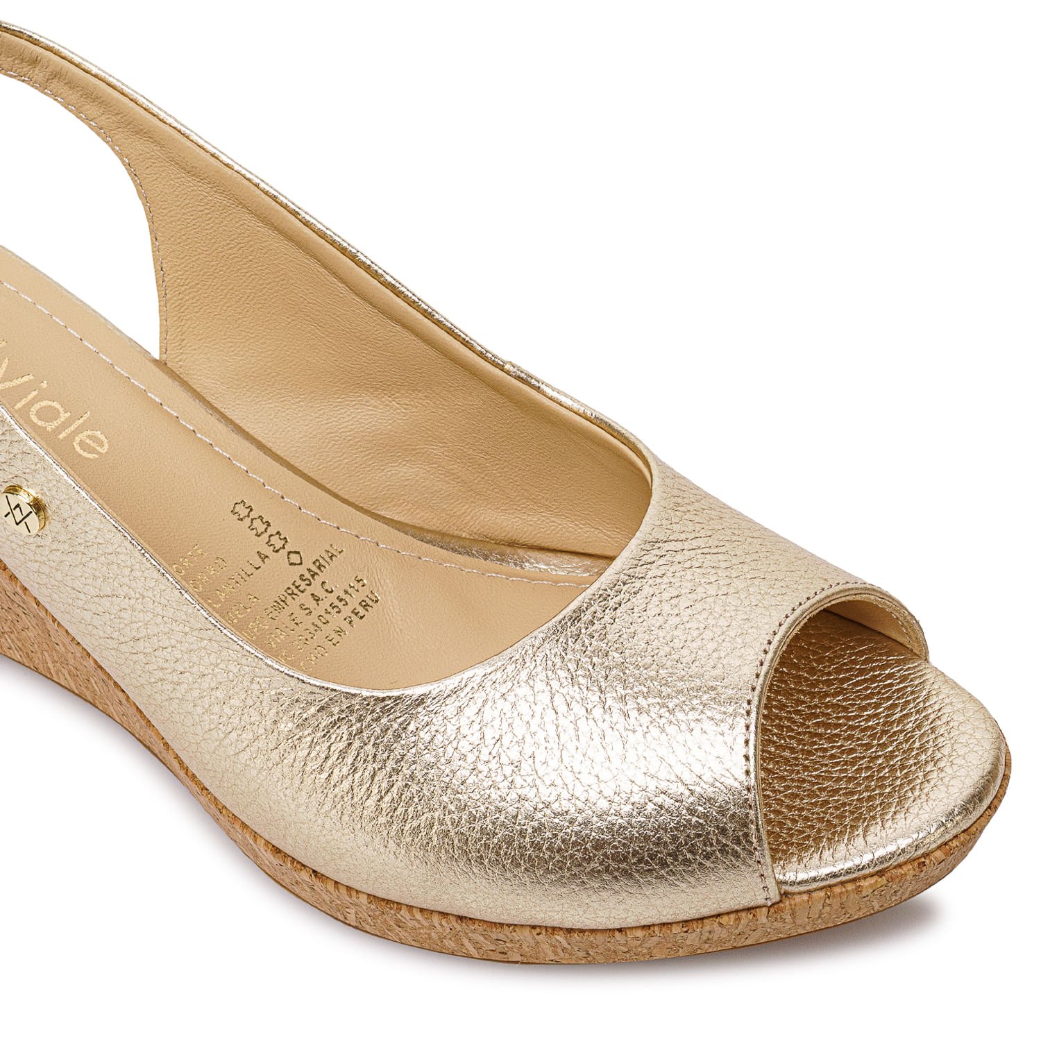 Sandalia Peep Toe Casual SOFI-2606 Dorado Viale Cuero - Imagen 3