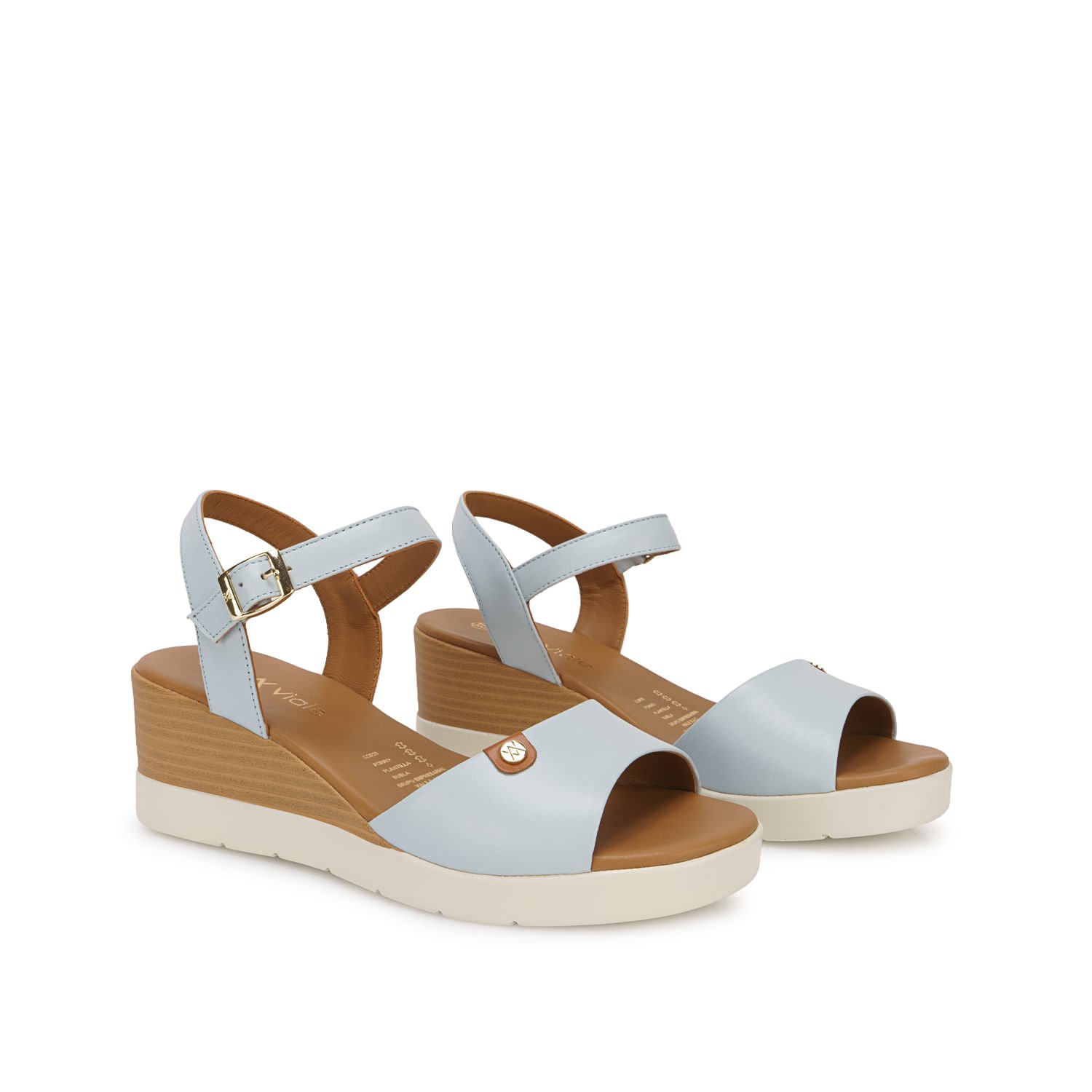 Sandalia D'orsay Casual TASTE-2601 Celeste Viale Cuero - Imagen 4