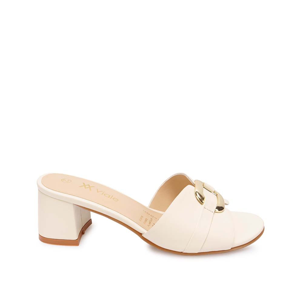 Sandalia Slide Casual TATI-2603 Hueso Viale Cuero - Imagen 5
