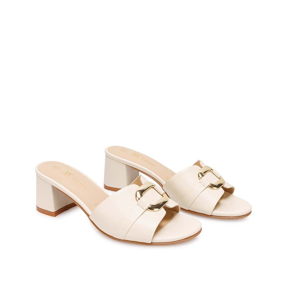 Sandalia Slide Casual TATI-2603 Hueso Viale Cuero - Imagen 4