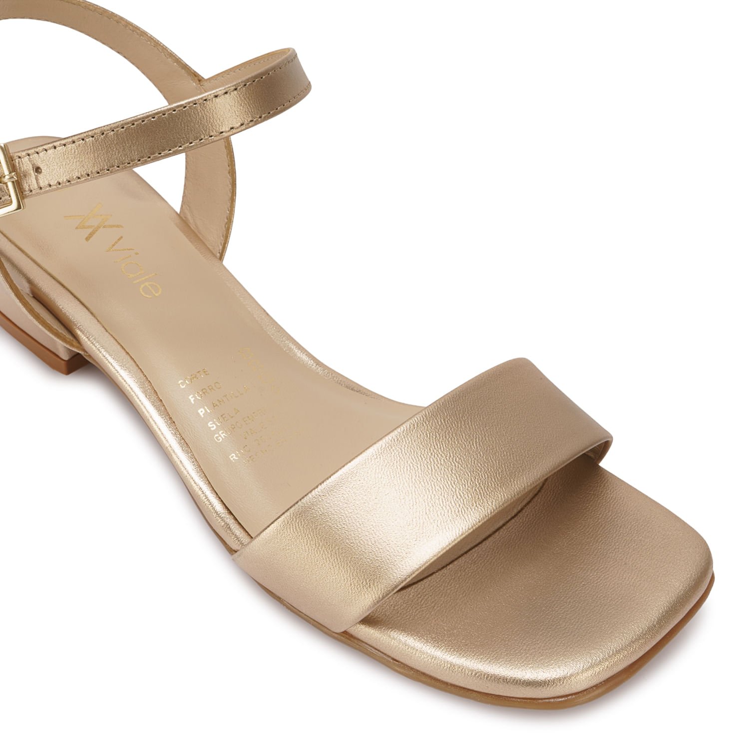 Sandalia D'orsay Casual TATI-2610 Dorado Viale Cuero - Imagen 3