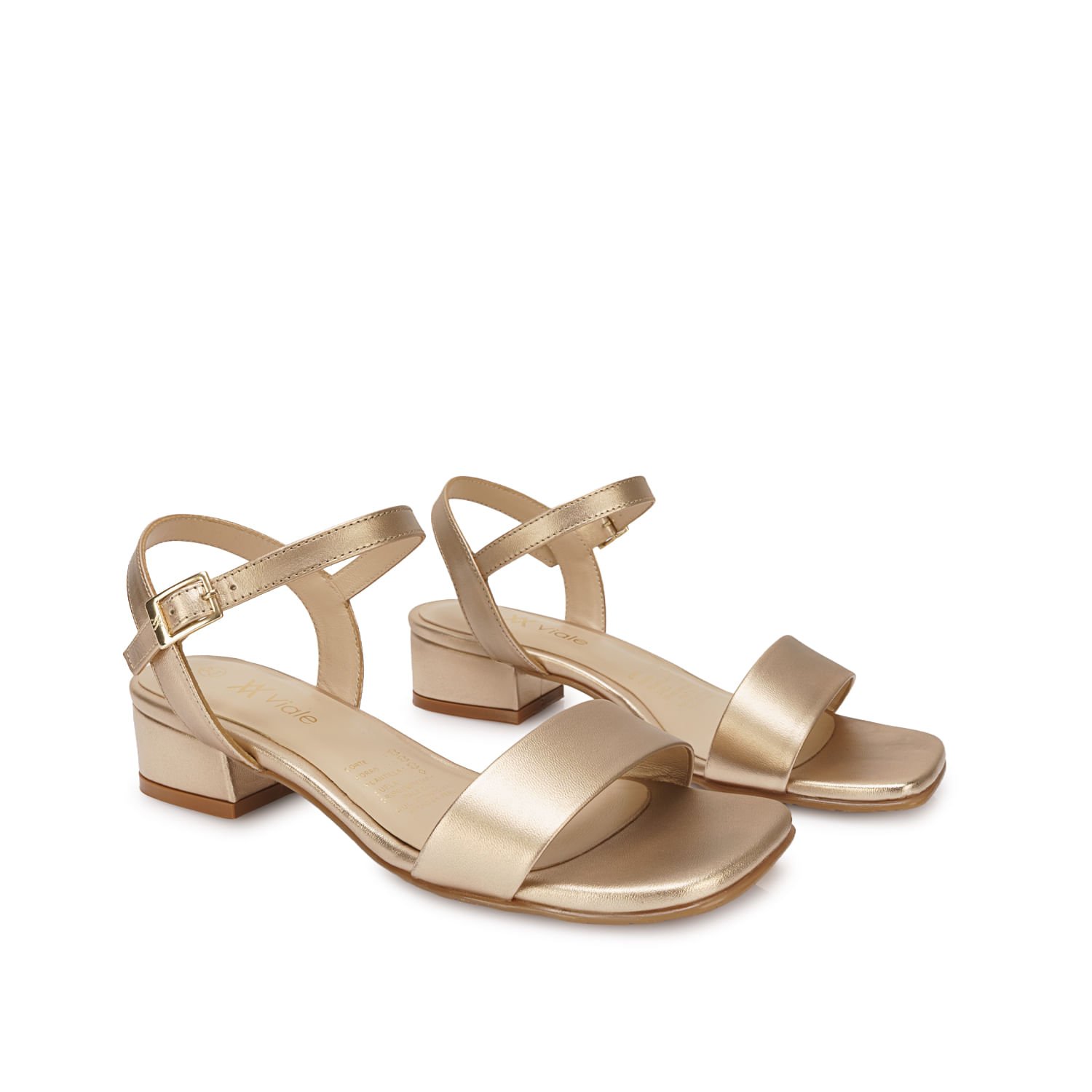 Sandalia D'orsay Casual TATI-2610 Dorado Viale Cuero - Imagen 4