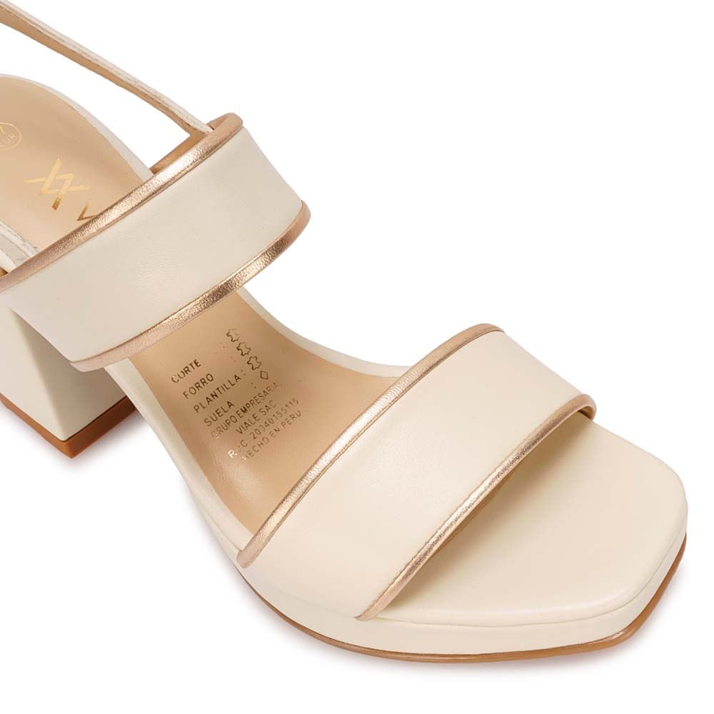 Sandalia D'orsay Casual TATI-2613 Hueso/Dorado Viale Cuero - Imagen 2