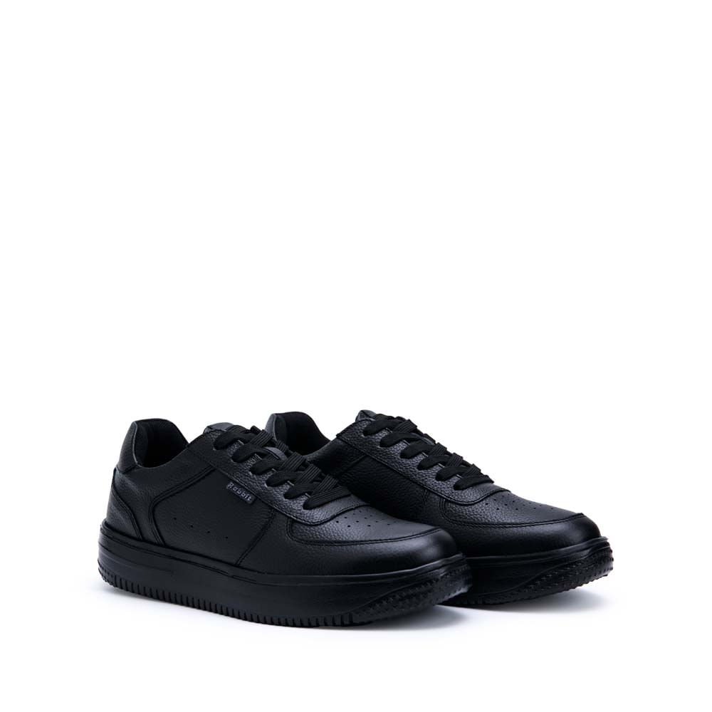Zapatilla Escolar Casual JOSE-2515 Negro Rabbit Cuero - Imagen 4
